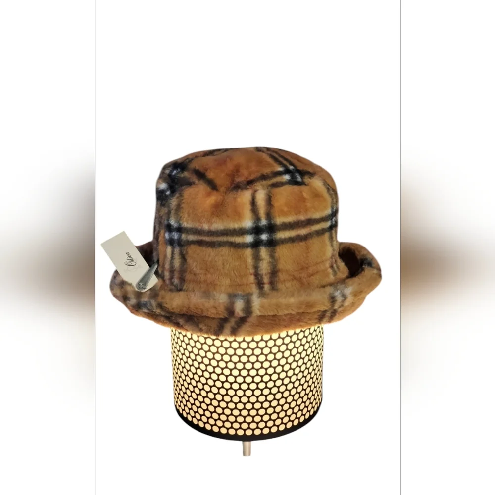 Furry Plaid Bucket Hat - Picture 2 of 2